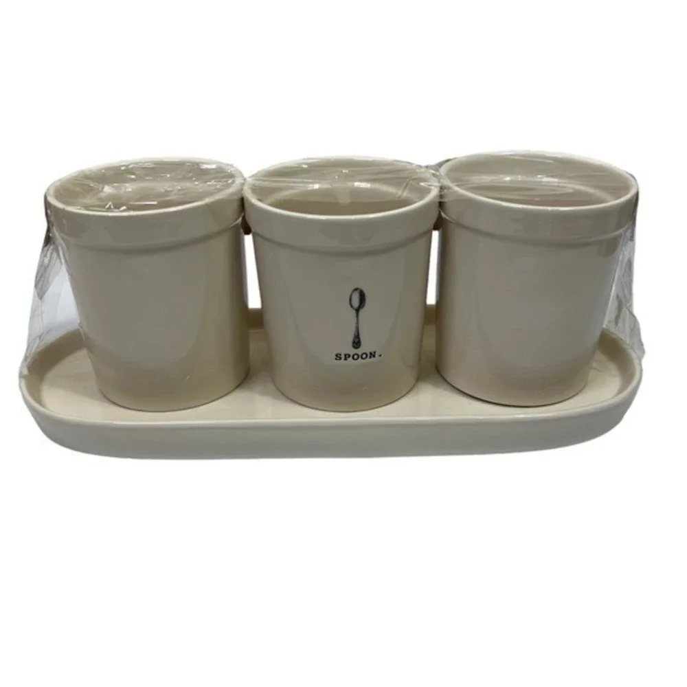Rae Dunn Magenta Ceramic Spoon Fork Knife Utensil Holder